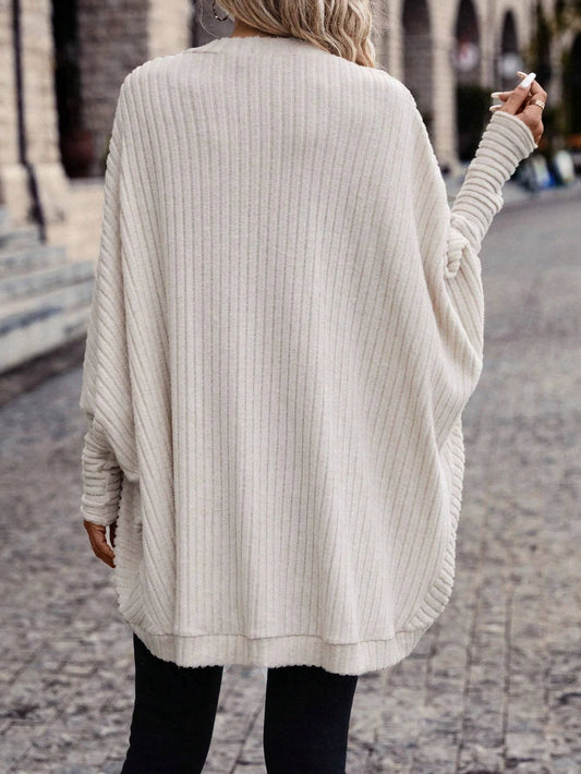 Women Solid Color Batwing Sleeve Open Front Casual Jacket by GJG Denim
