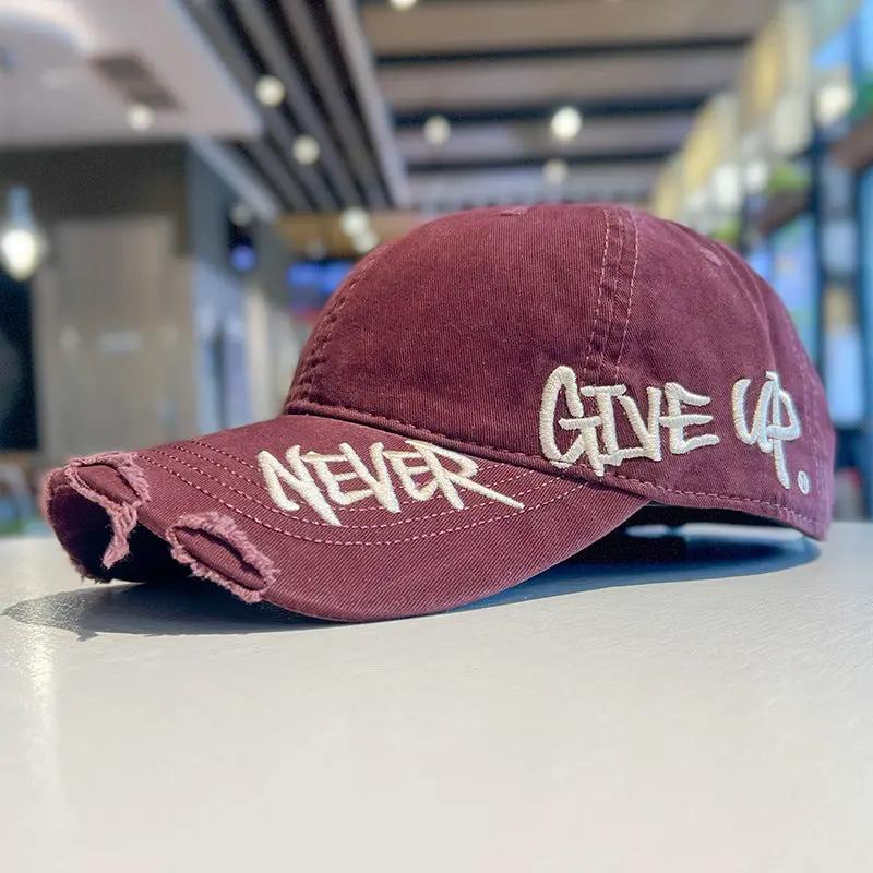 Men's "Never Give Up" Baseball Cap by GJG Denim