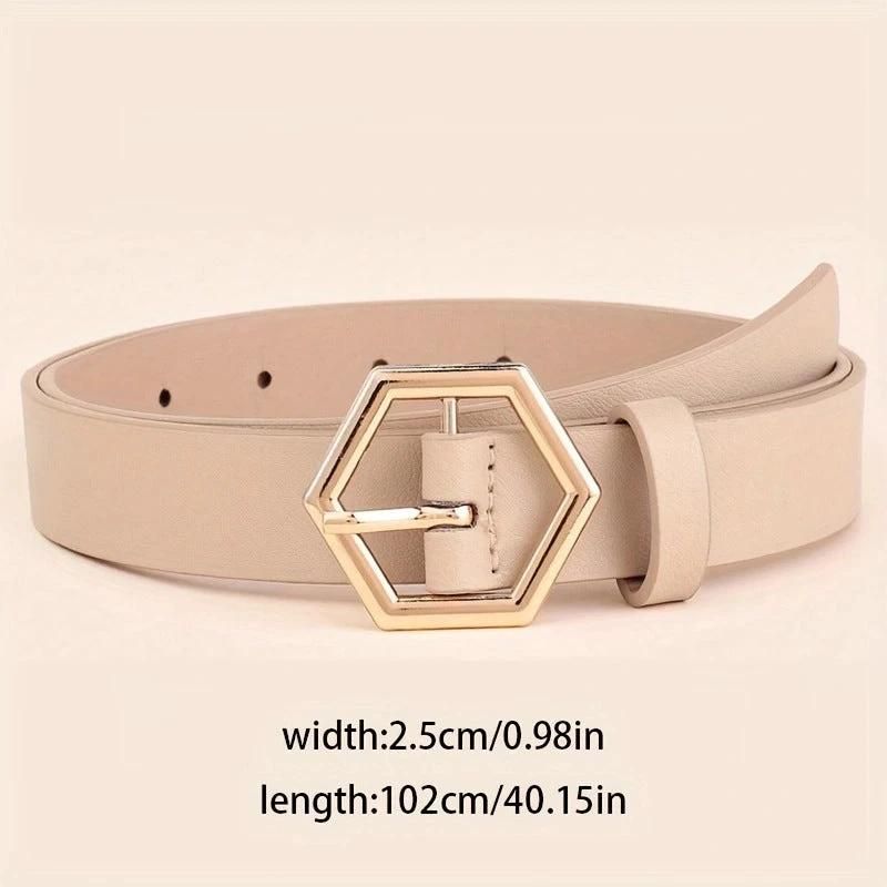 Women's Hexangular Star Irregular Gold Buckle PU Belt by GJG Denim