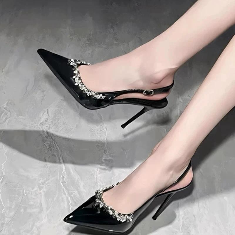 Special-interest Design Rhinestone Trim High Heels For Women by GJG Denim