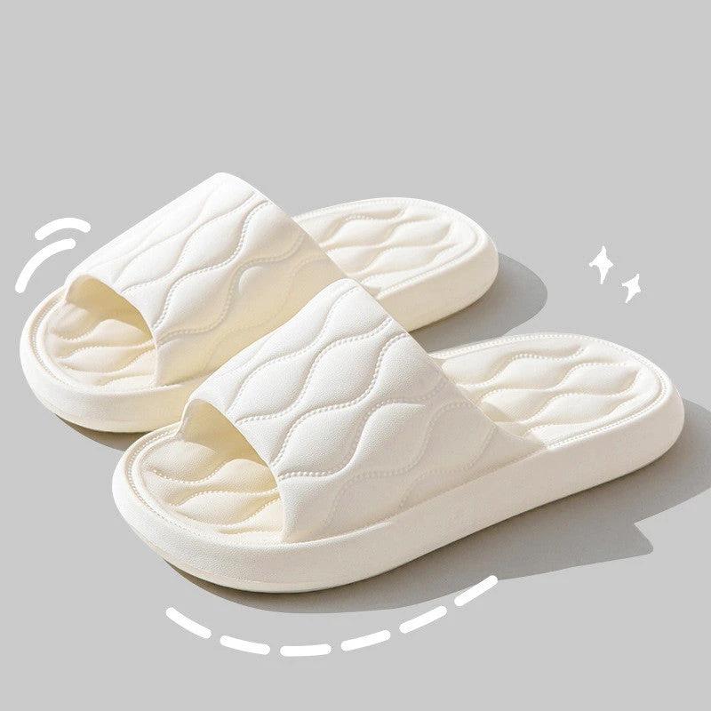 Ripple Style House Slippers EVA Soft Bathroom Slippers Women Men Shoes Home by GJG Denim