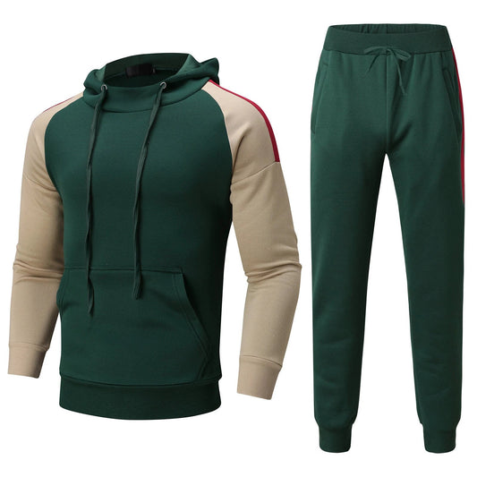 Men's Sport Color-blocked Sweatshirt Sport Casual Set by GJG Denim