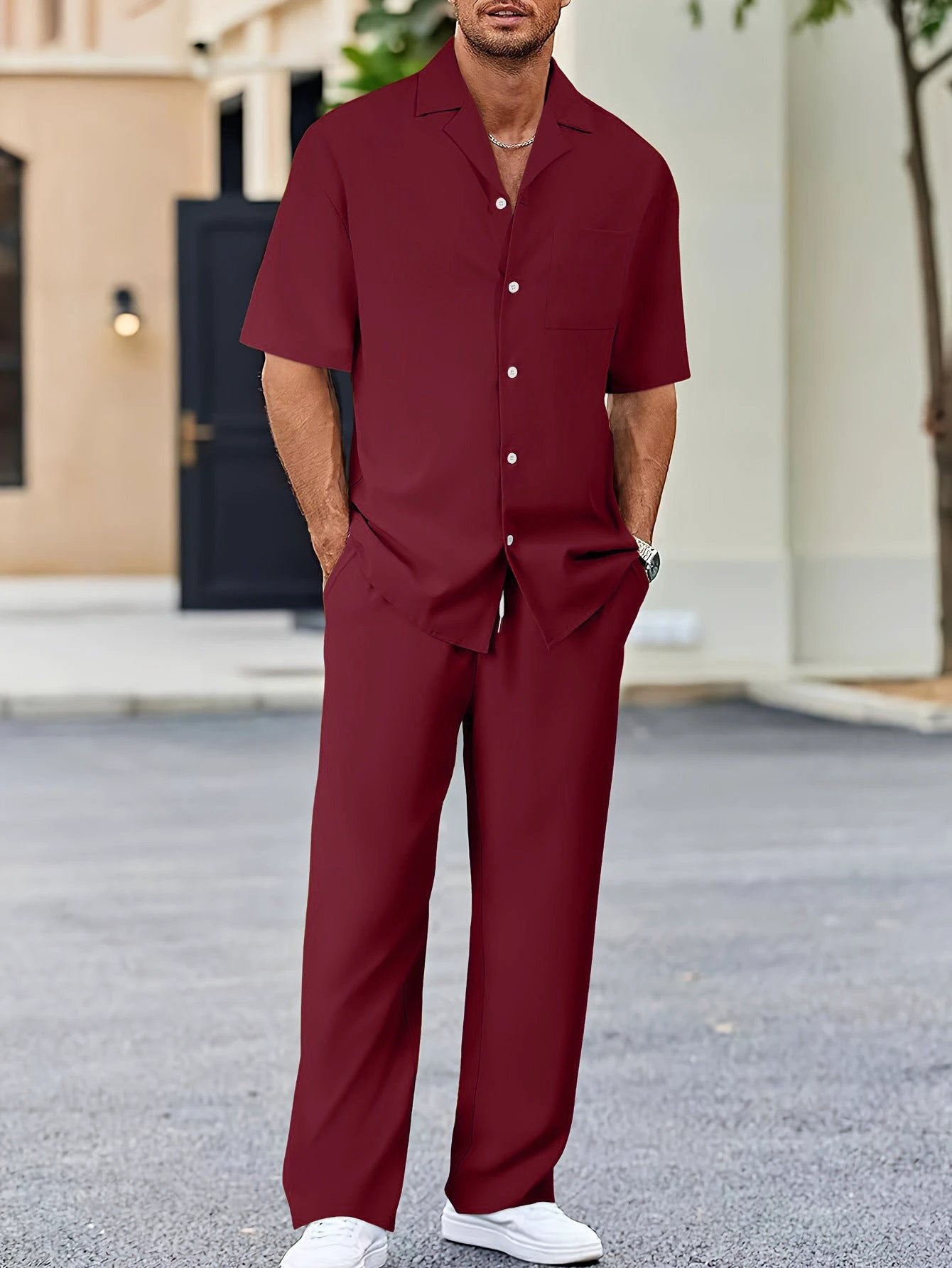 Fashionable Casual Loose Lapel Short-Sleeve Suit For Men by GJG Denim