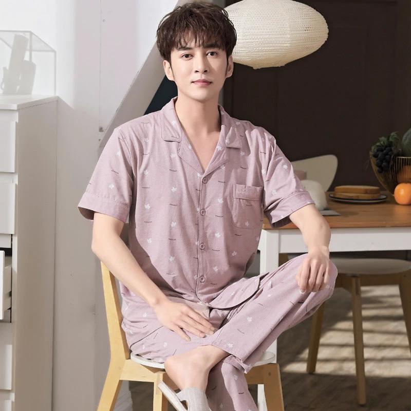 Short-Sleeved Men's Casual Pajamas by GJG Denim