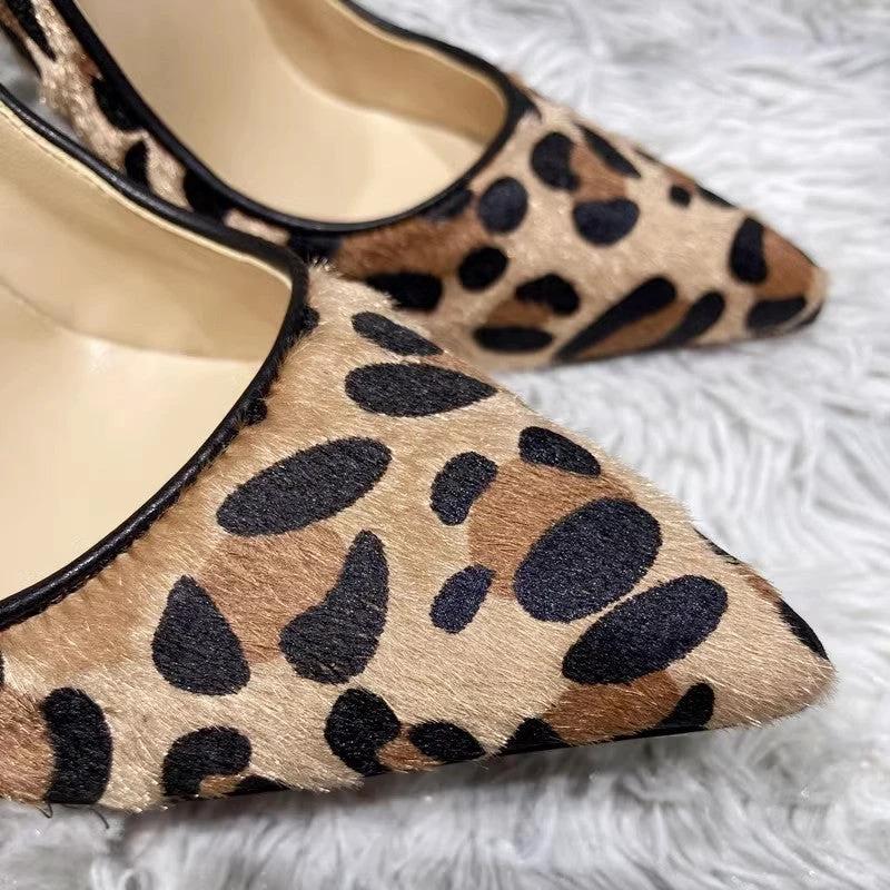 Suede Leopard Print High Heels For Women by GJG Denim