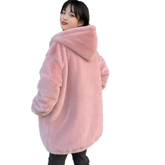 Versatile Stylish Doublesided Plush Womens Padded Coat by GJG Denim