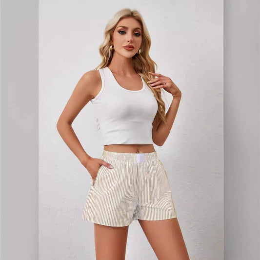 Fashion Individual Casual Striped Shorts For Women by GJG Denim