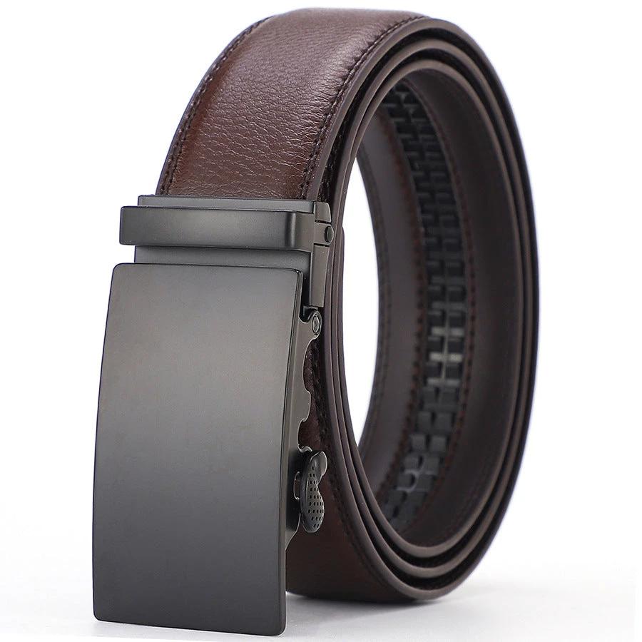 Men's All-match Automatic Buckle Cowhide Belts by GJG Denim