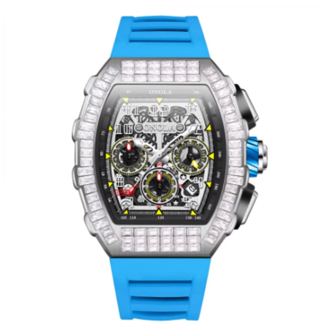 Men's Luxury Square Diamond Watch With Star Pattern by GJG Denim