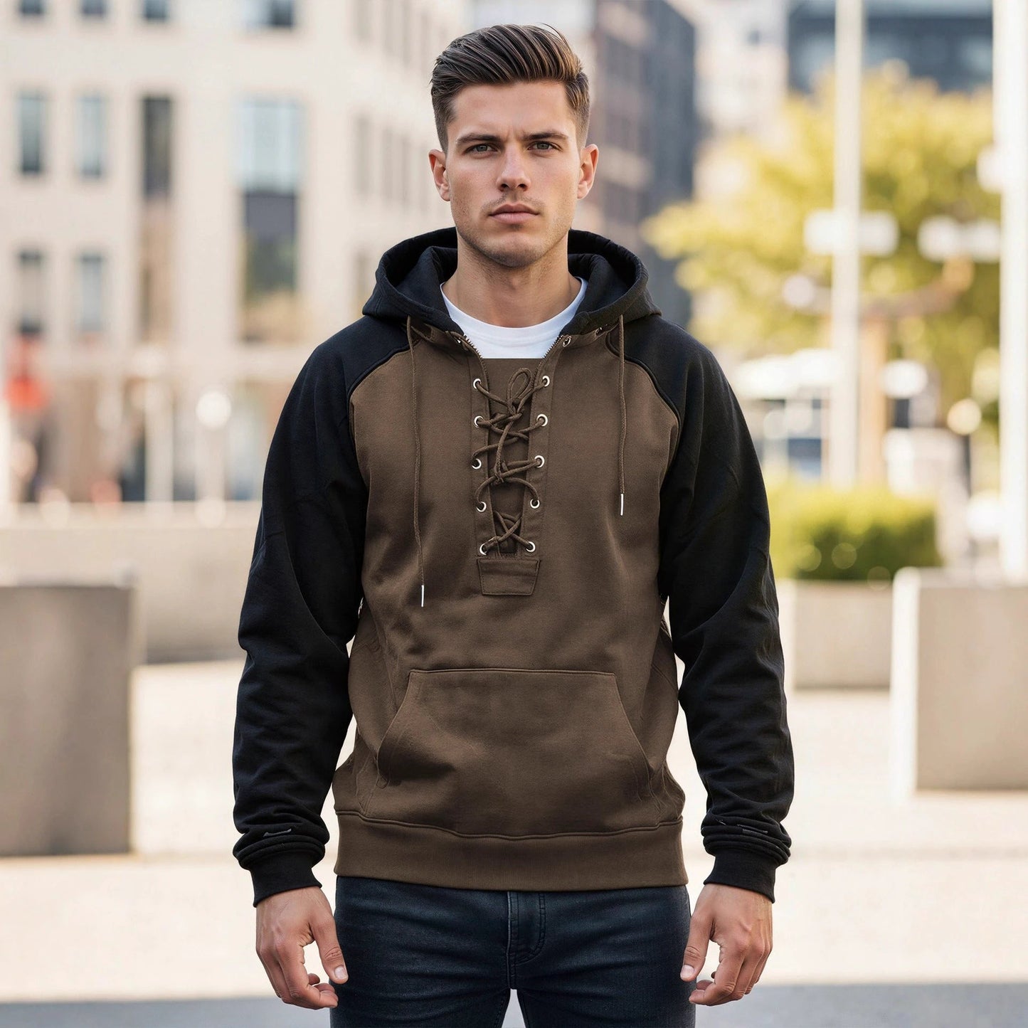 Men's Drawstring Hooded Sweatshirt by GJG Denim