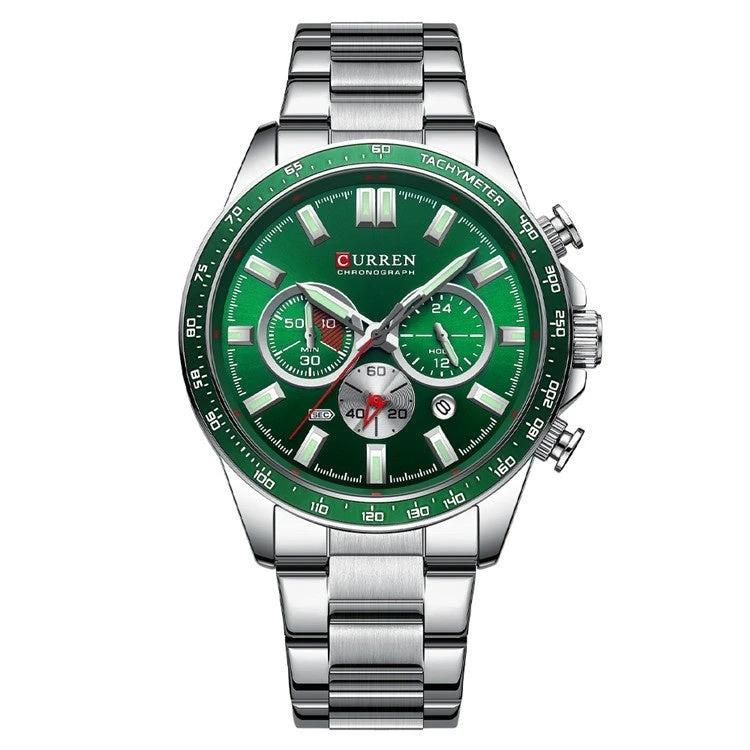 Men's Waterproof Calendar Steel Band Quartz Watch by GJG Denim