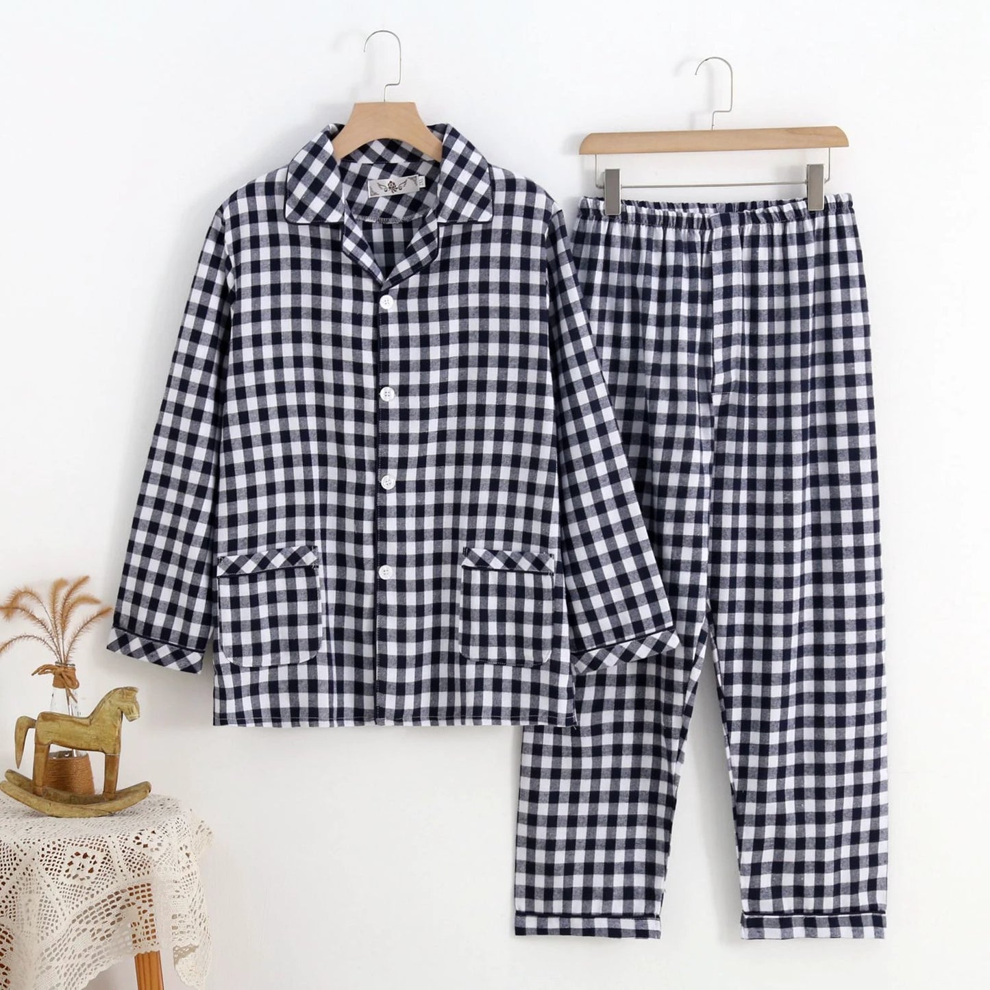 Men's Warm Cloth Flannel Pajama Set by GJG Denim