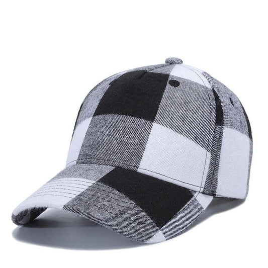 Checkered Peak Baseball Hat For Men by GJG Denim