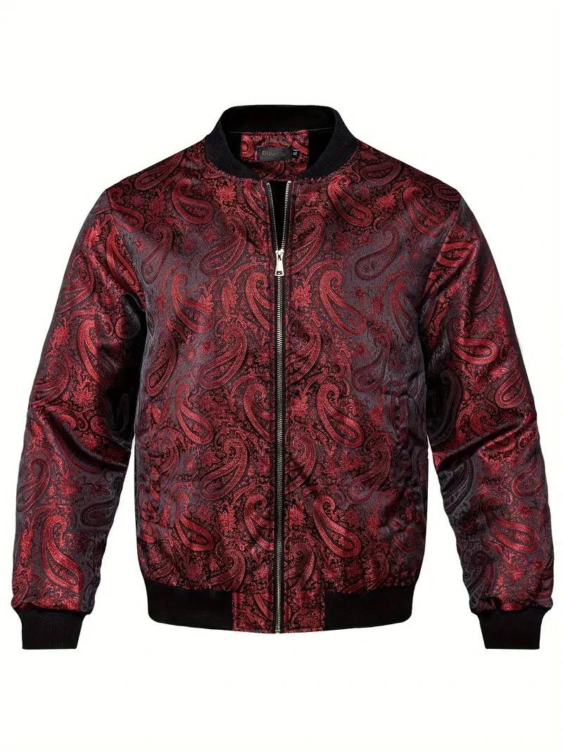Men's Trendy Jacket With A Stand-up Collar Paisley Print by GJG Denim