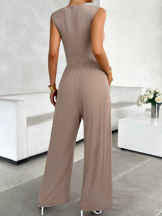 Round Neck Sleeveless Wide Leg Jumpsuit by Lady Ros