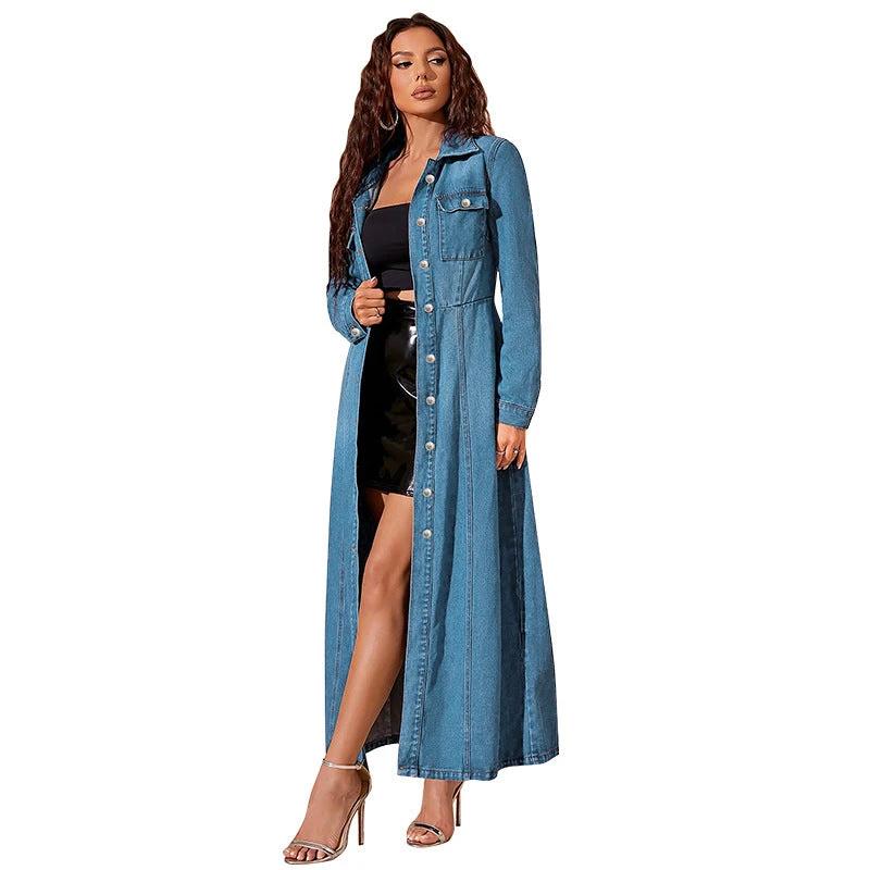 Denim Button Cardigan Jacket Dress by GJG Denim