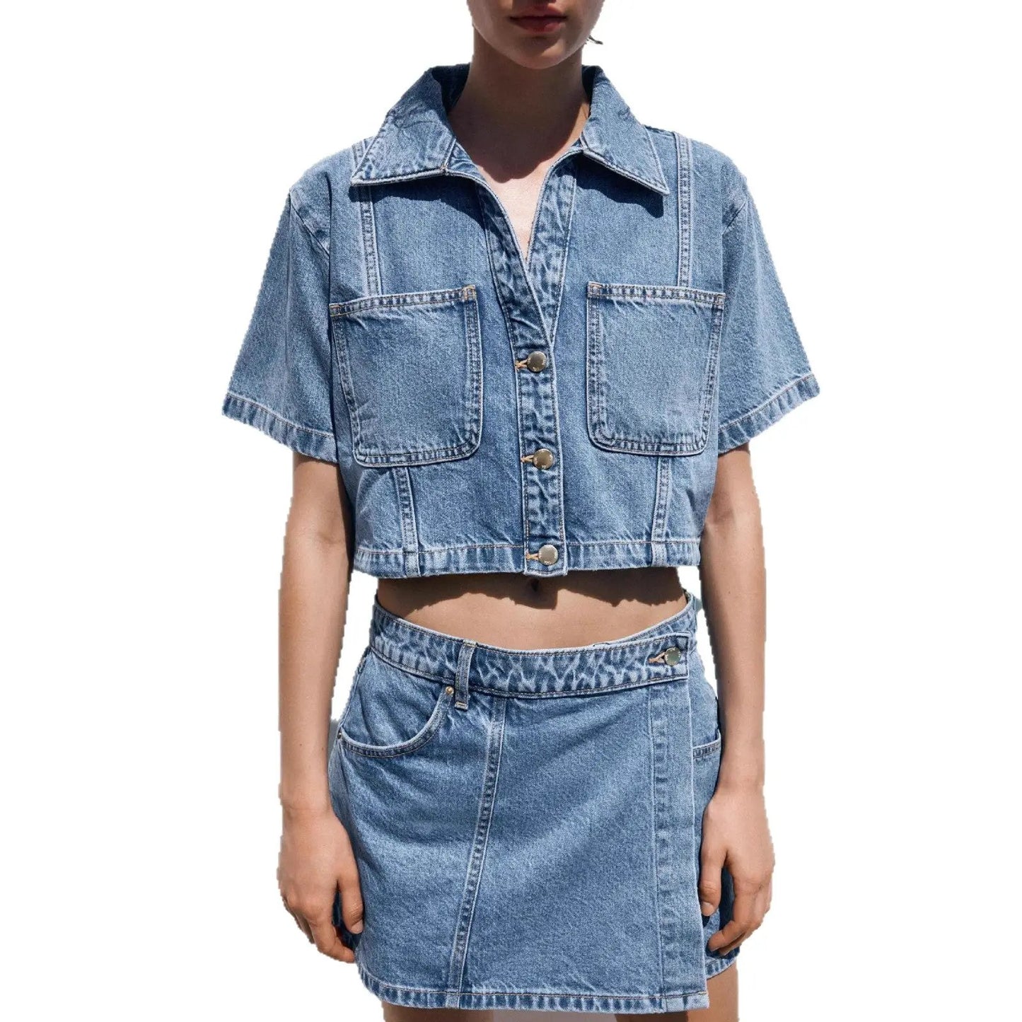 Women's Loose And Comfortable Denim skirt set by GJG Denim