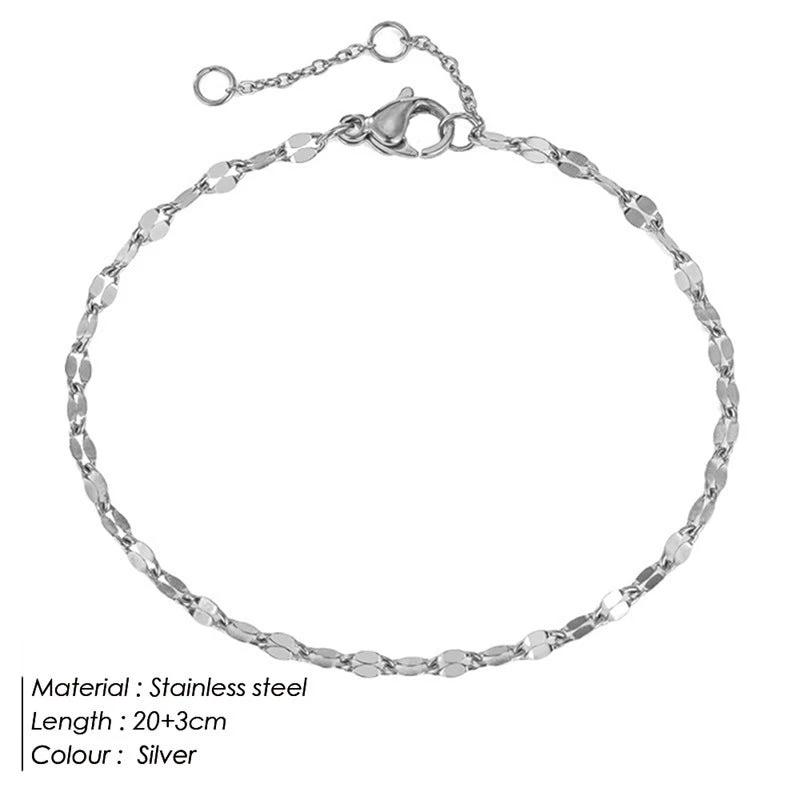 Simple Gold Plated Stainless Steel Anklets Lip Chain Anklet by GJG Denim