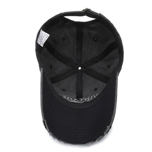 Men's Retro Old Ripped Letter Embroidered Baseball Cap by GJG Denim