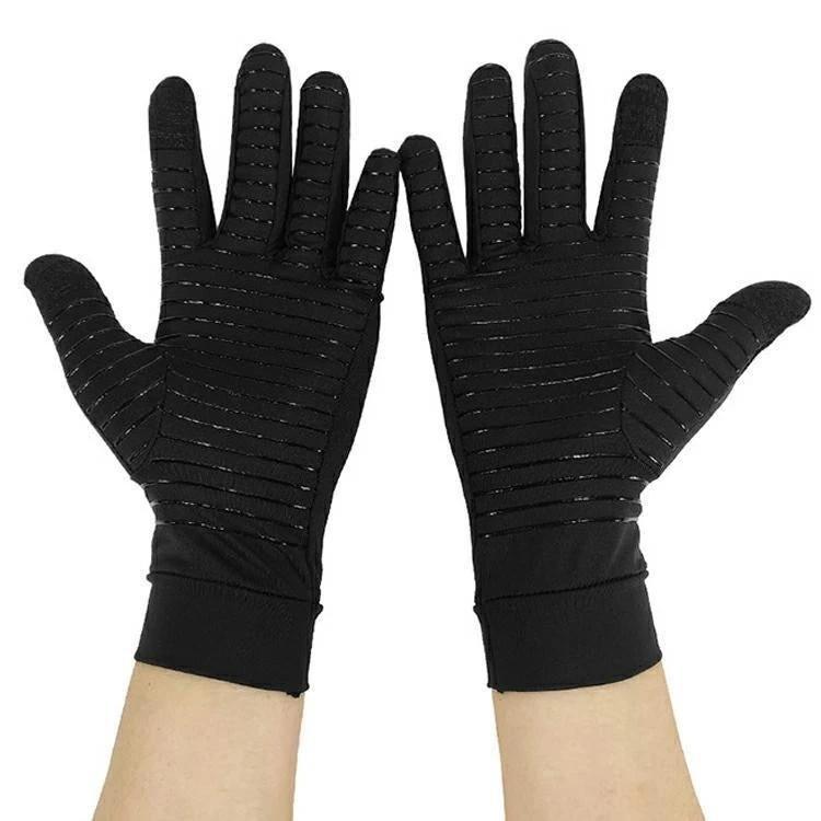 Copper Fiber Pressure Full Finger Touch Screen Gloves For Men by GJG Denim