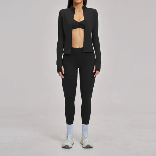 Brushed Zipper Casual Set For Women by GJG Denim