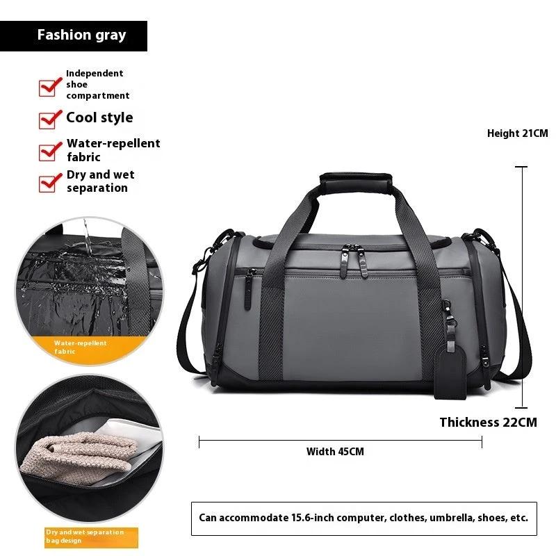 Dry Wet Separation Shoe Warehouse Large Capacity Travel Luggage Bag by GJG Denim