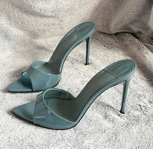2026 Summer New Women's High Cost-Performance Sexy Pointed Toe Stiletto Heel Mules Open Toe Sandals by GJG Denim