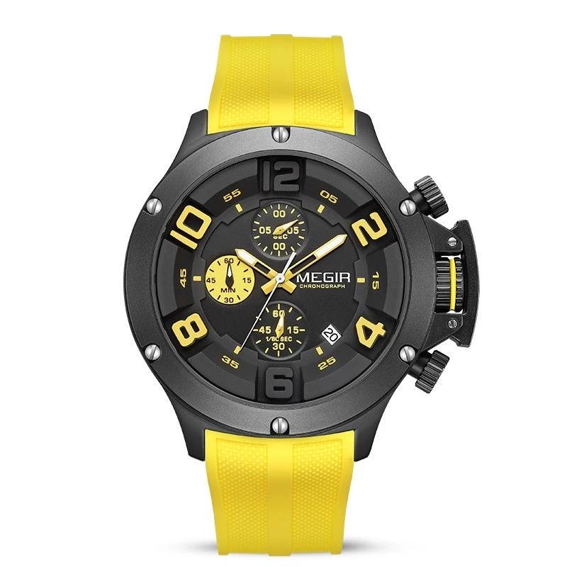 Men's Multi-function Chronograph Sports Quartz Silicone Band Watch by GJG Denim