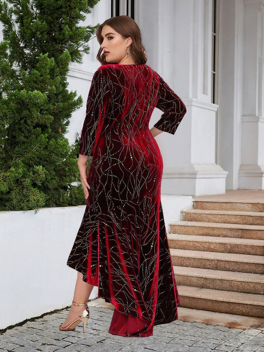 Plus Size Ruffle Hem High-Low Dress by Lady Ros