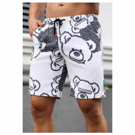 Bear Print Shorts For Men by GJG Denim