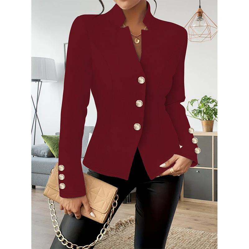 Women Casual Blazers Long Sleeve Business Outerwear Slim Fitting Single Breasted Jacket by GJG Denim
