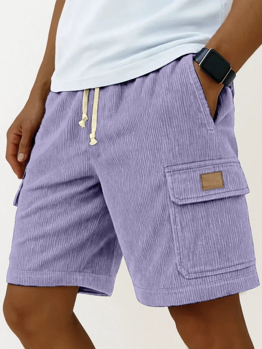 Mens Drawstring Corduroy Side-Pocket Shorts by GJG Denim