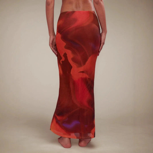 Retro Printed Slim-fit Long Skirt by GJG Denim