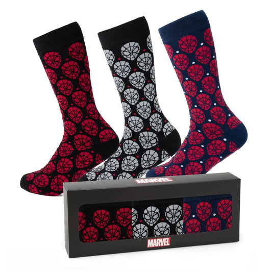 Marvel Spider-Man Dot 3 Pack Socks and Lapel Pin Gift Set by Cufflinks.com