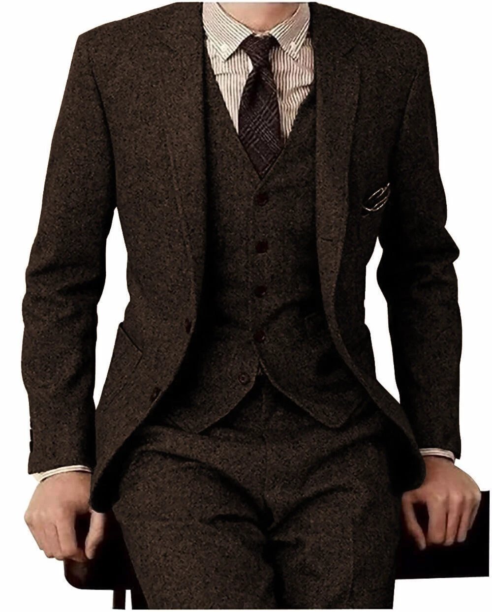 Men's Three-piece Wool Suit by GJG Denim