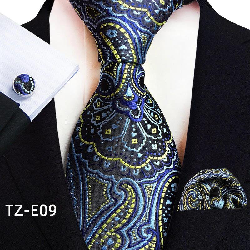 Men's Paisley Tie Square Scarf Pocket Square Cufflinks Three-piece Set by GJG Denim