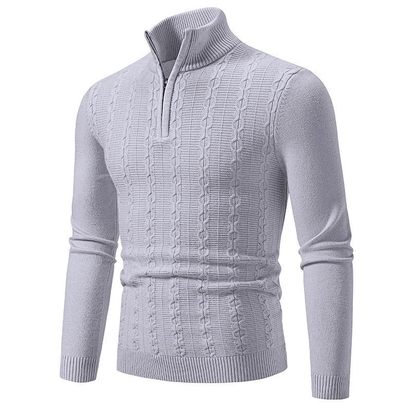 Casual Simple Stand-up Collar Slim Fit Men's Knitwear Sweater by GJG Denim