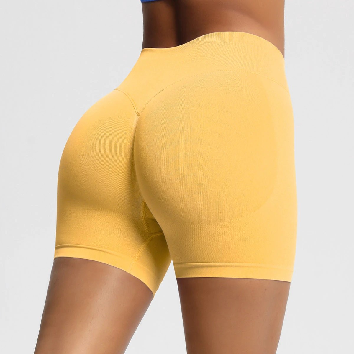 Seamless Three-section Waist Fitness Shorts Women's High Top Sports Yoga Shorts by GJG Denim