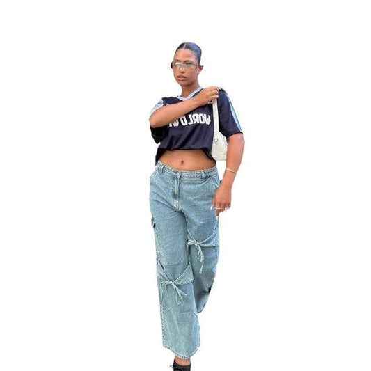 Women's Fashionable Wide Leg Pants Loose Trousers by GJG Denim
