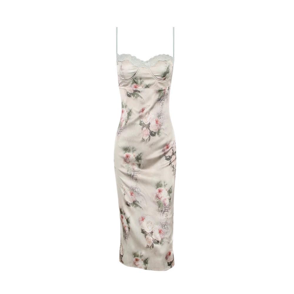Lace Sling Backless Sheath Dress by GJG Denim