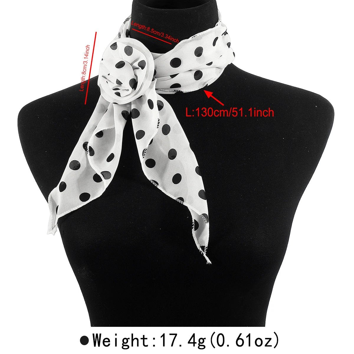 Silk Scarf Strip High-grade Leopard Print Polka Dot Rose by GJG Denim