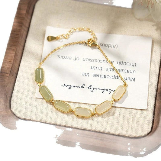 Silver Hetian Jade Gradient Bracelet Light Luxury Advanced by GJG Denim