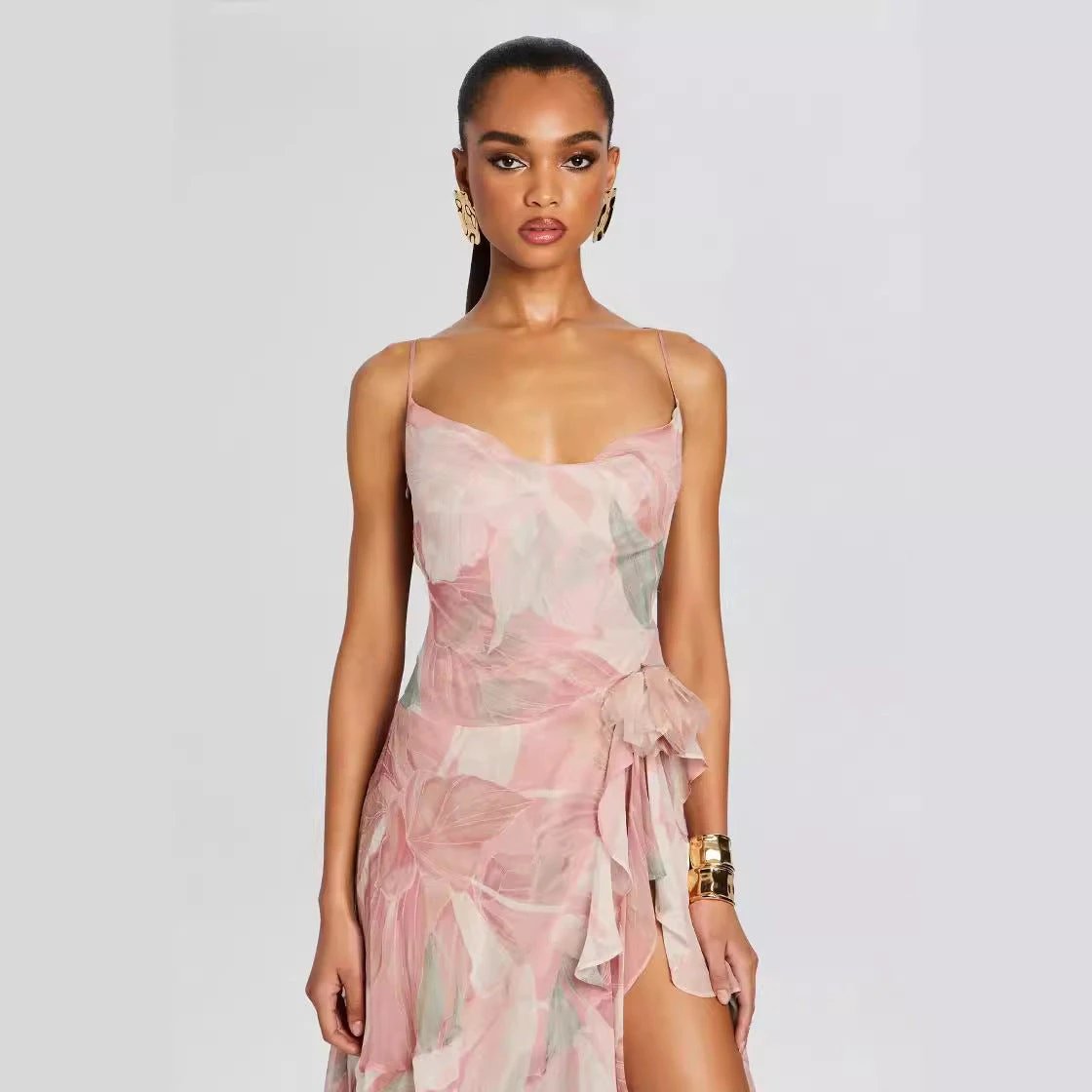 Women's Irregular Oblique Ruffled Skirt With Suspenders by GJG Denim