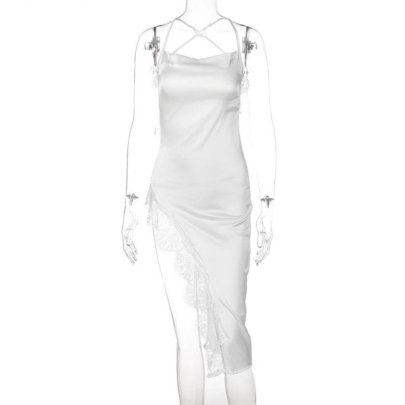 Backless Slim Fit Lace Sling Dress by GJG Denim