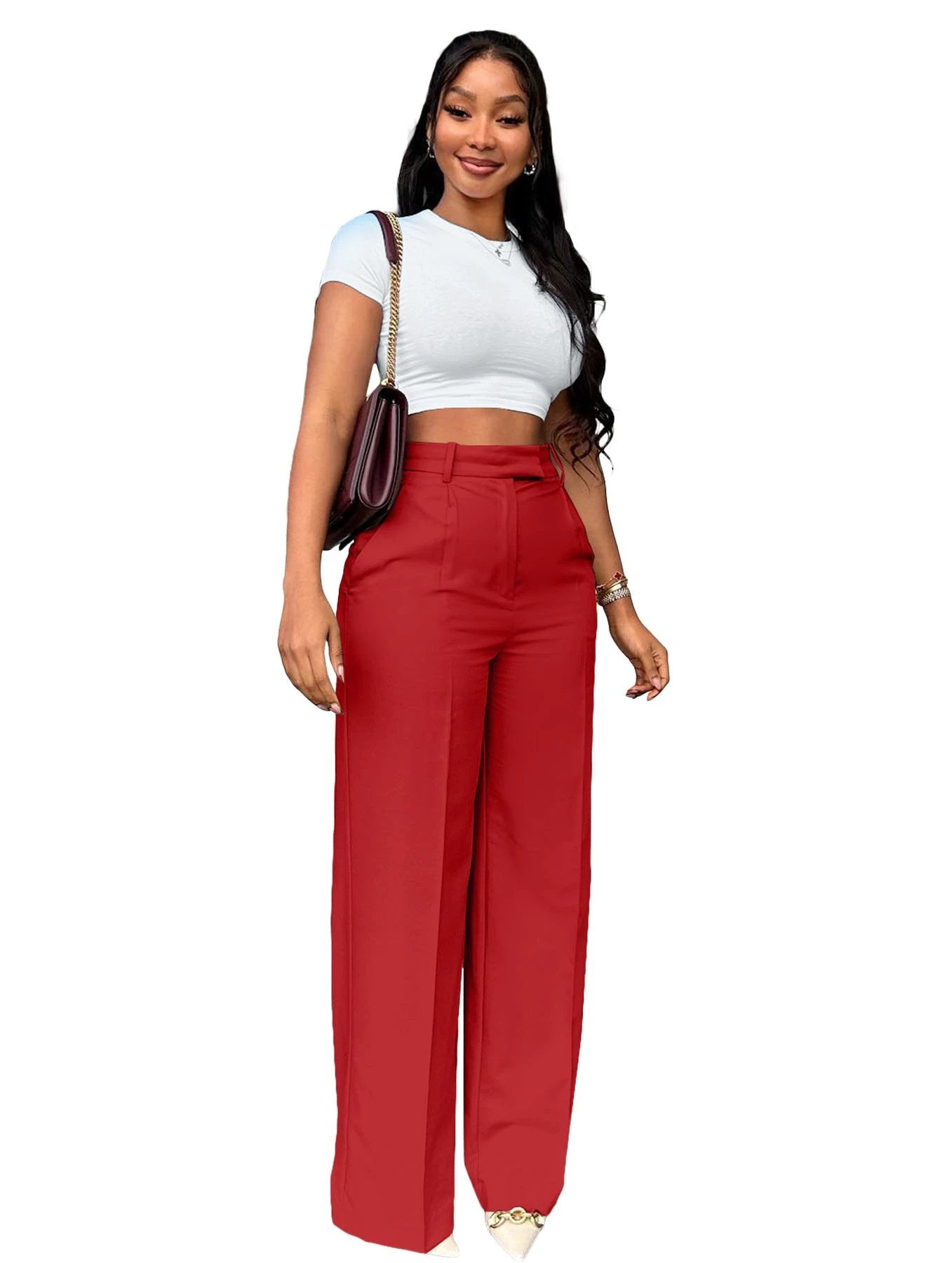 Women's High Waist Straight-leg Wide-leg Pants by GJG Denim