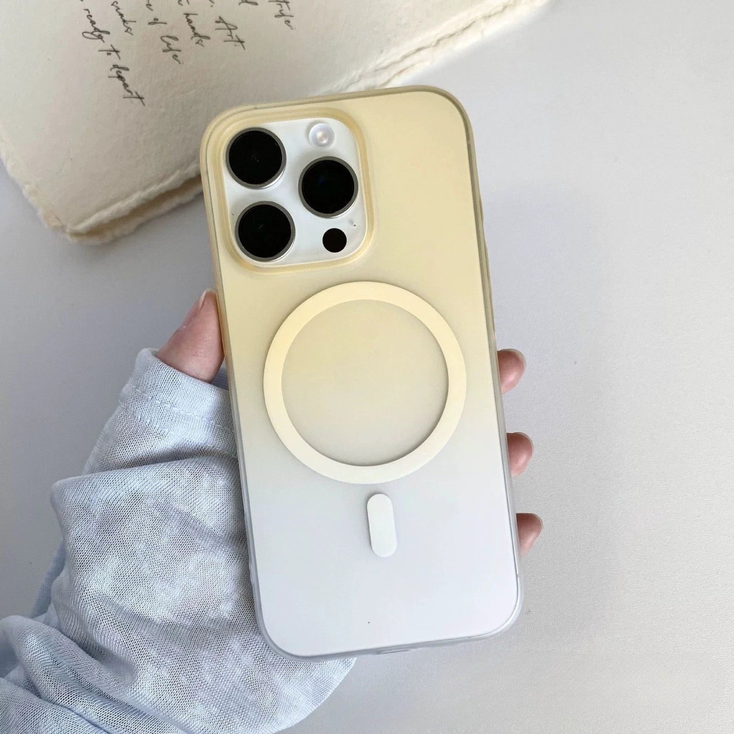 Gradient Frosted Ice Mist Magnetic Suction Phone Case Ultra-thin PC Drop-resistant Sheath by GJG Denim