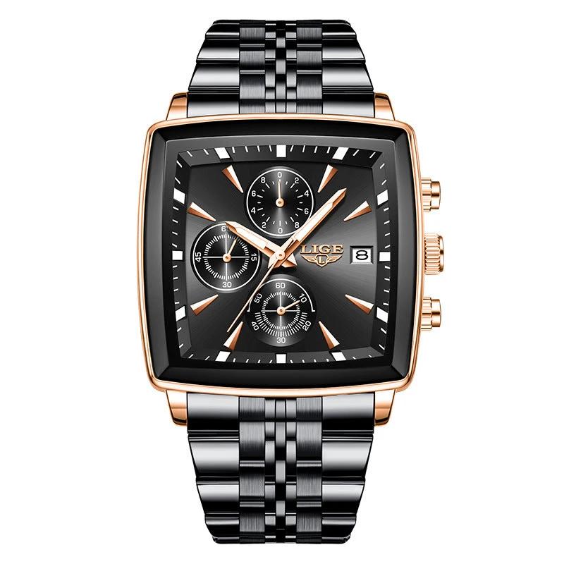 Men's Large Dial Square Watch by GJG Denim