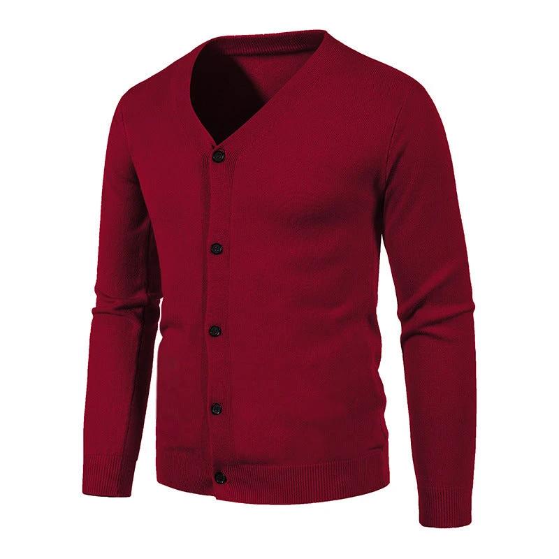 Men's V-neck Knitwear Cardigan Sweater by GJG Denim