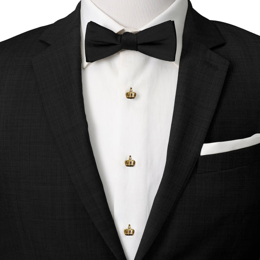 VDP 3D Crown Gold Crystal Stud Set by Cufflinks.com