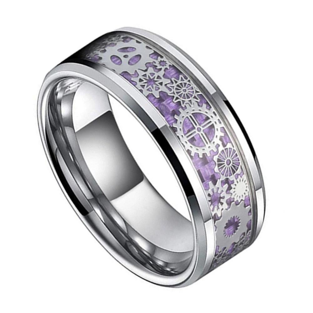 Stainless Steel Purple Gear Patch Ring For Men by GJG Denim